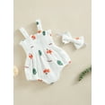 thumbnail image 3 of Wassery Infant  Baby Girls Outfit Sleeveless Sling  Romper Fruit Print Bodysuit  Summer One Piece Clothes with Headband 0-18M, 3 of 9