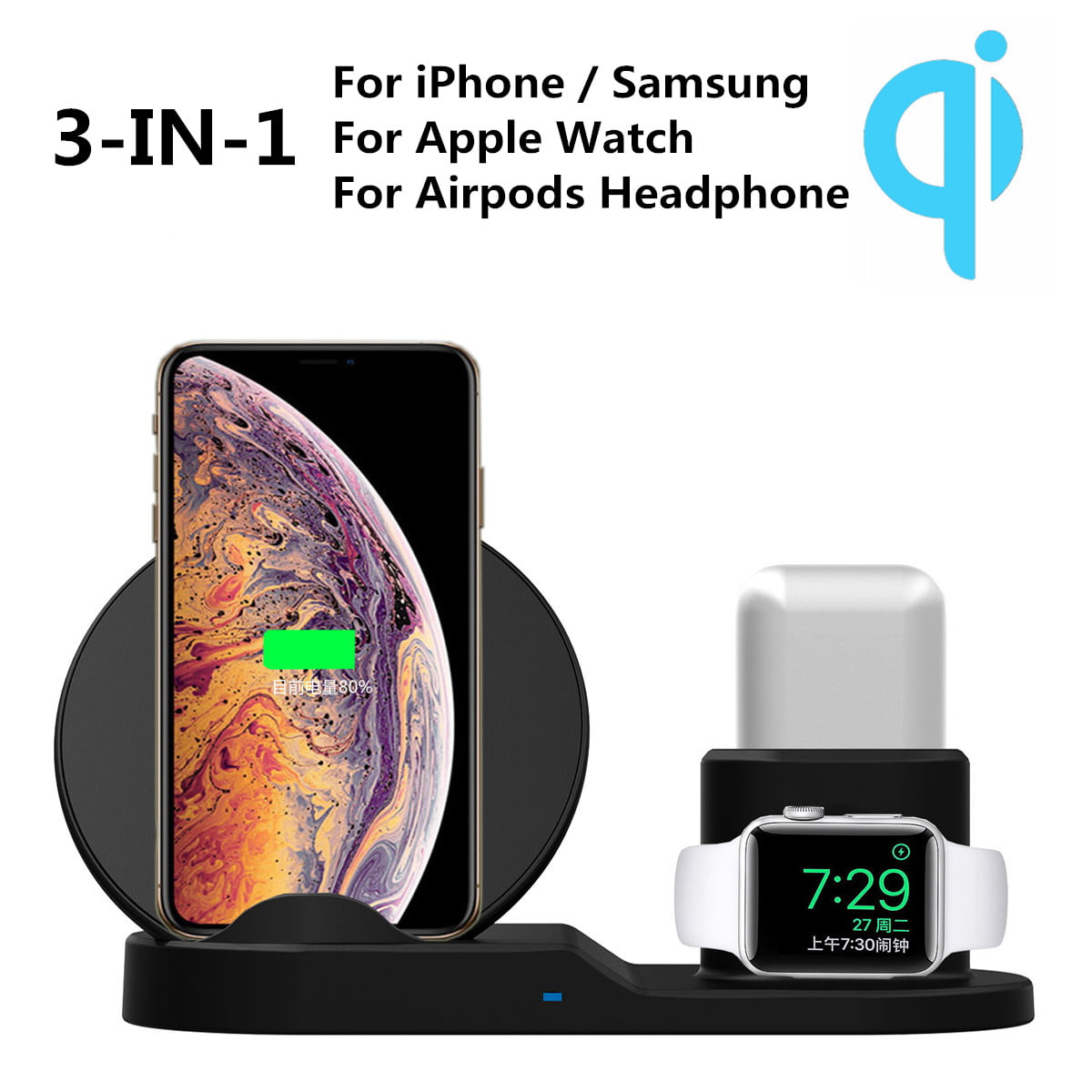 15W Qi Wireless Fast Charger Charging Dock Pad For Samsung S10 S21 Apple Airpod
