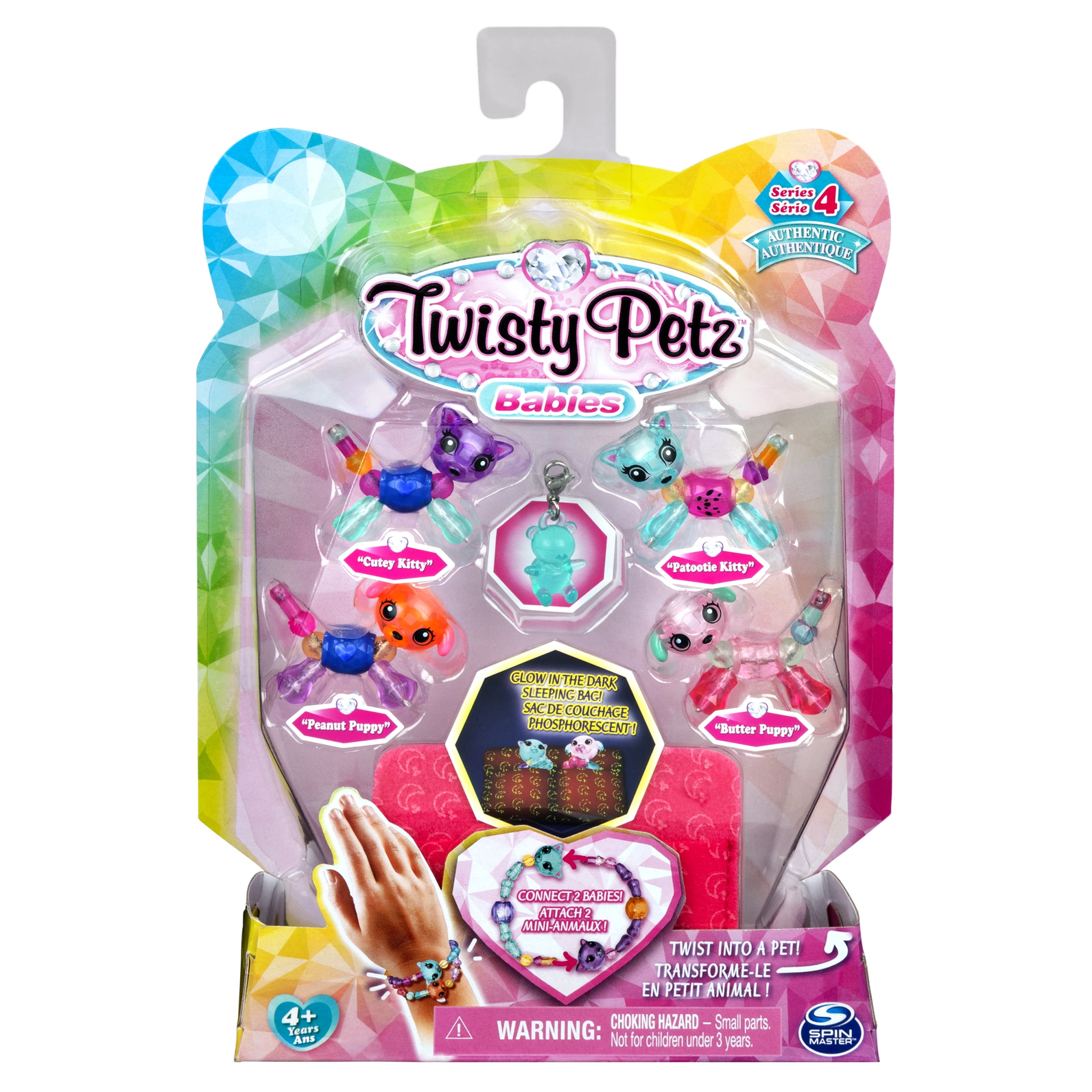 Twisty Petz Babies 4-Pack Kitties and Puppies Collectible Bracelet Set for Kids 