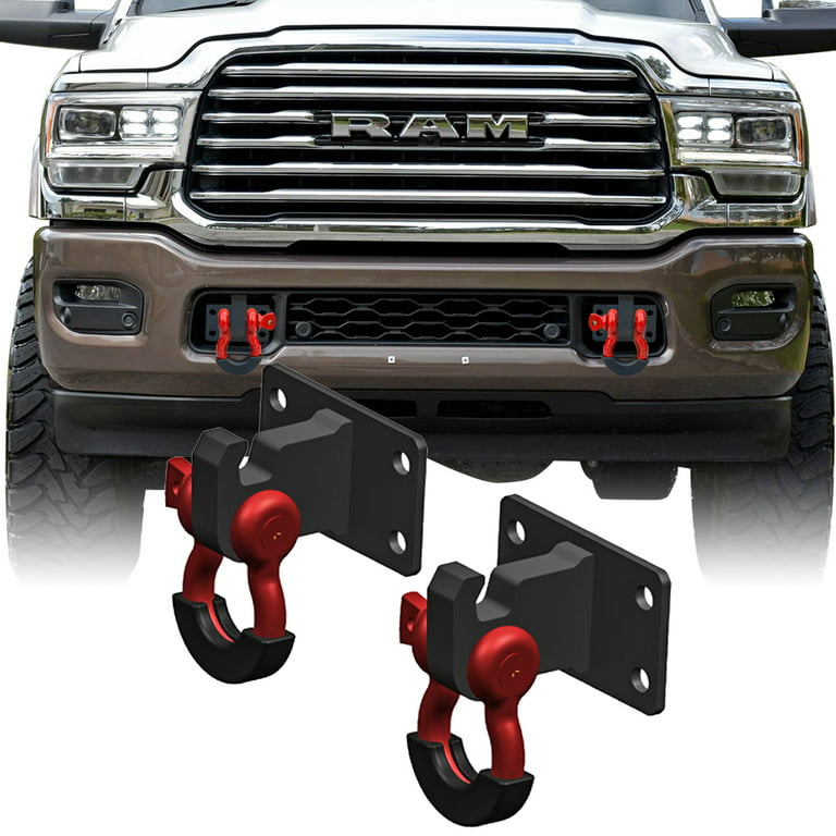 Vijay Black Front Tow Hook Mount Bracket and D-Ring Fits 2010-2020 Dodge  Ram 2500/3500