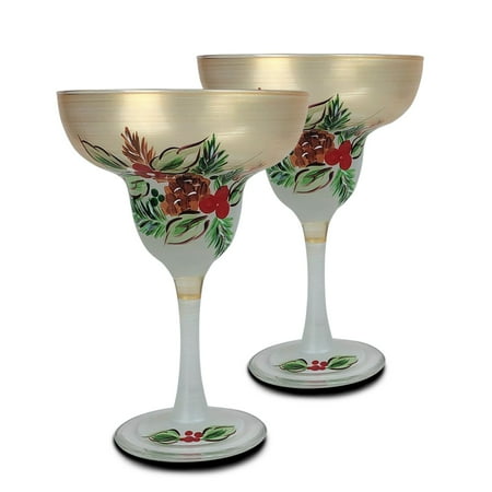 

Golden Hill Studio Set of 2 Black Forest Pine Margarita Glass 6.75”