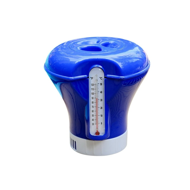 Amdohai Float Dispenser Float Cup Pool Spa Chlorine Tablet Dispenser Floater with Built-in Thermometer with F/C Display