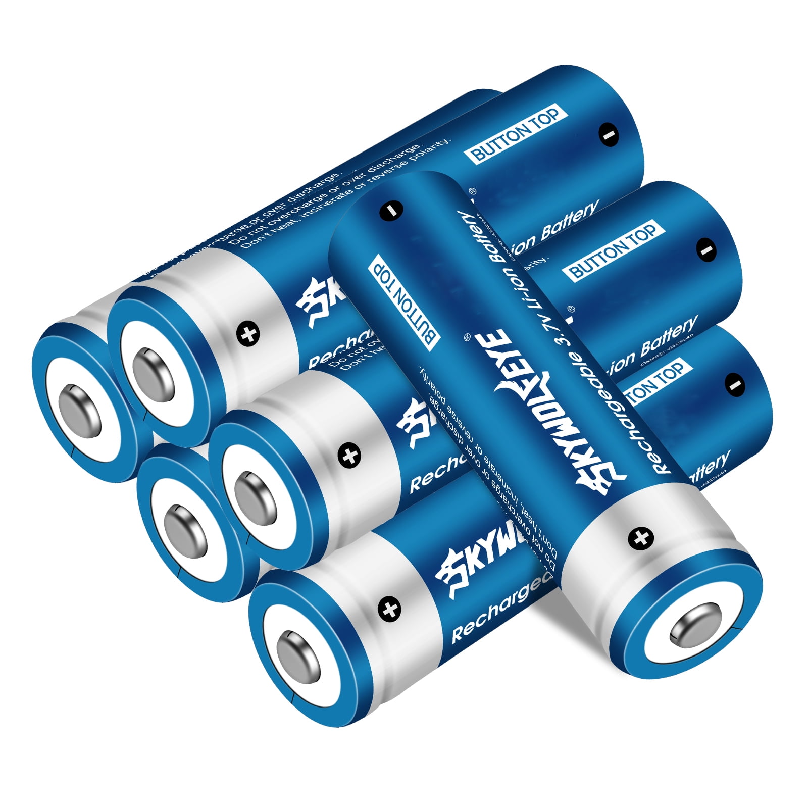 Skywolfeye 6 PCS 3.7V 2600mAH Lithium Liion 18*65mm Rechargeable