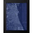 thumbnail image 2 of Blanchard 14x18 Black Modern Framed Museum Art Print Titled - Antique Map of Chicago (blue), 2 of 5