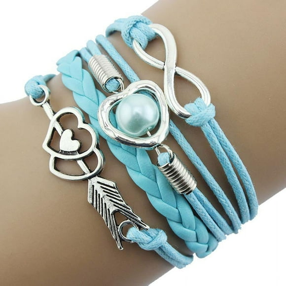 EGNMCR Bracelets for Women Heart Pearl Friendship Antique Leather Bracelet S Women Bracelets