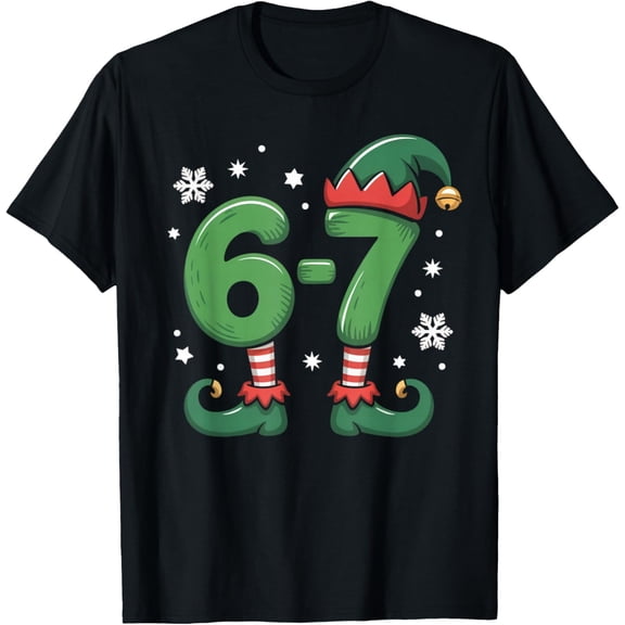 Funny 6 7 Elf Christmas Six Seven Matching Family Xmas Meme T-Shirt