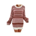 thumbnail image 2 of Qmyliery Women Casual Sweater Dress, Loose Round Neck Long Sleeve Acrylic Fibers Woolen Pullover Skirt Gift, 2 of 5