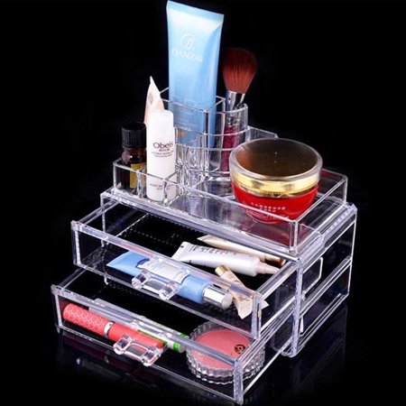 Gzyf Clear Acrylic Makeup Organizer Storage Case 2 Drawers Nail