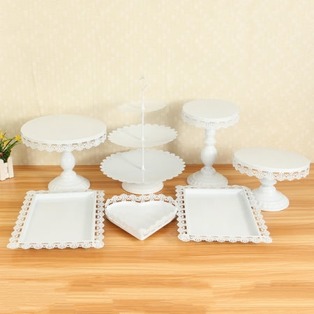 Cupcake Wedding Cake Stand - 7Pcs Set Metal Cake Holder Cupcake Stand Birthday Wedding Party Display