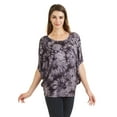 thumbnail image 3 of Made by Johnny Women's Tie Dye Scoop Neck Half Sleeve Batwing Dolman Top M BLACK, 3 of 6