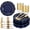 Blue, variant on 175PCS Purple Plastic Plates-Disposable Lavender Plates 25guest Baroque Plastic Dinnerware include 50Plates, 25Pack Pre Rolled Napkins with Silverware 25Cups for Galentines Day&Easter Day