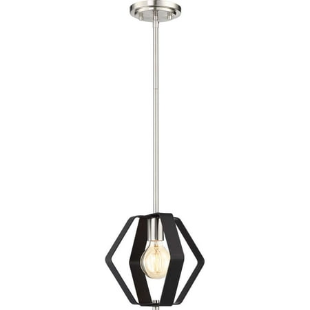 NUVO Lighting Zen 1 Light Matte Black Brushed Nickel Pendant Light Fixture