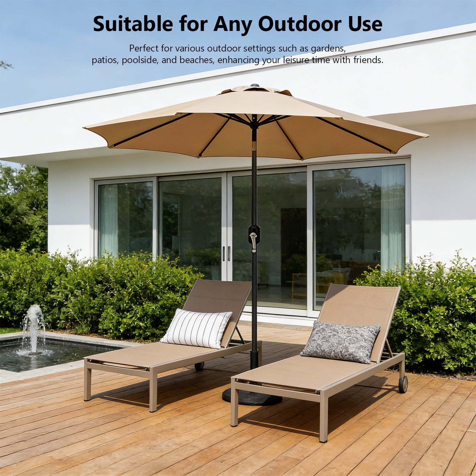 HAIMULI 9 FT Patio Umbrella for Outdoor, Outdoor Table Umbrella with Push Button Tilt and Crank, Outdoor Patio Umbrellas with 8 Sturdy Ribs for Market, Garden, Pool