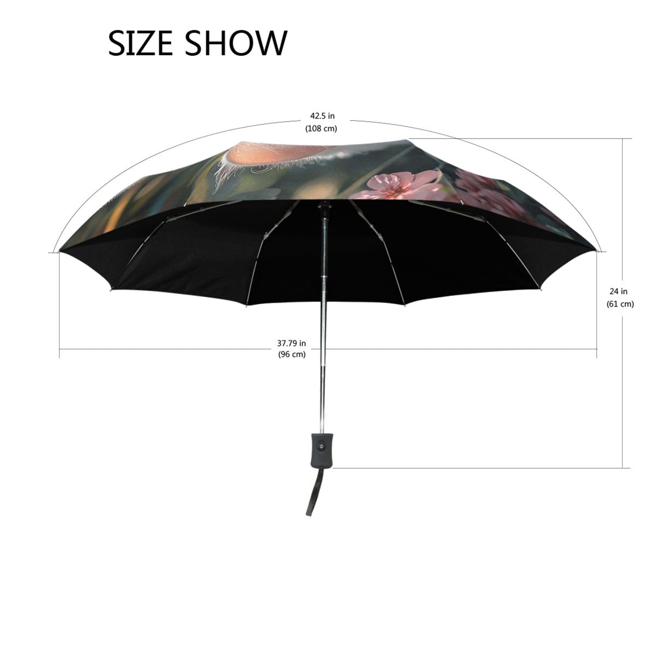 YAZAOO One-Touch Auto Open Close Rain Umbrella With Creative White Cat Pattern
