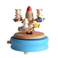 thumbnail image 4 of CHUANK 1PC Rotary Musical Box Cartoon Pig Toy Wood Music Box Pig Melody Box Festival Gift for -blue, 4 of 8