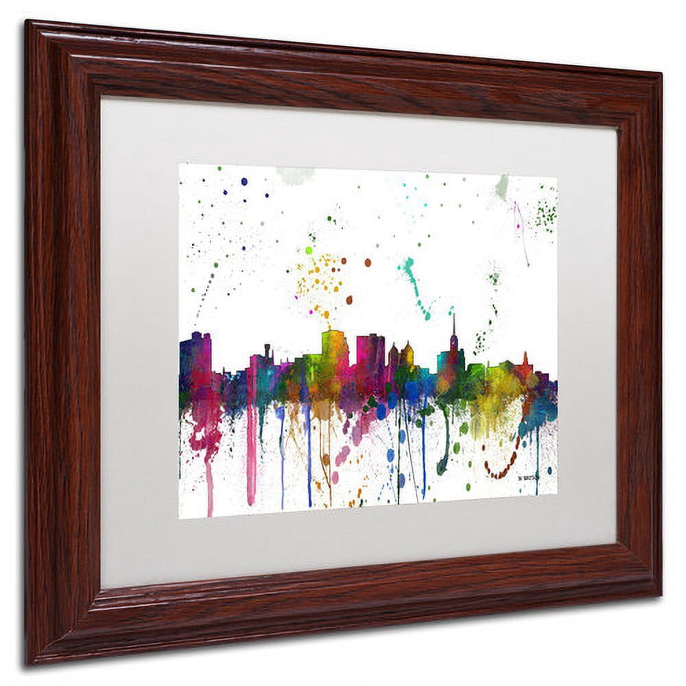 Trademark Fine Art "Buffalo New York Skyline Mclr-1" Canvas Art by Marlene Watson, White Matte, Wood Frame