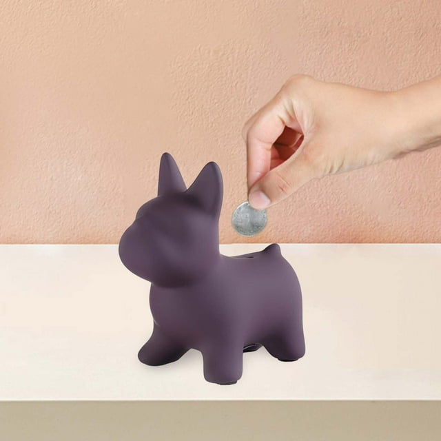 Hucha BLESIY estatua de Animal Ornamento Caja de Almacenamiento de Banco de Monedas violeta
