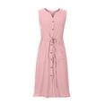 thumbnail image 6 of Tumotour Summer Tank Dress for Womens V Neck Sleeveless Button Down Party Dress Beach Dress With Pockets Knee Length Drawstring Tunic Midi Sundress, 6 of 8