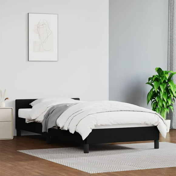 vidaXL Bed Frame with Headboard Black 100x203cm Twin XL Faux Leather