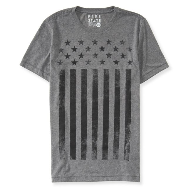 Playera gráfica Aeropostale con diseño de rayas y estrellas para hombre gris XXL