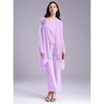 thumbnail image 2 of inlzdz Womens Chiffon Pant Suits 3 Piece Mother of The Bride Wedding Outfit Evening Cocktail Party Suit 04 Lavender XXL, 2 of 7