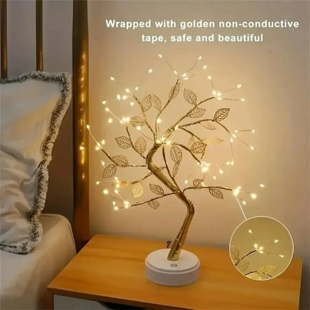 

LOPNGLG 2024 New Year Decoration DIY Artificial Bonsai Tree with Adjustable USB LED Table Lamp and Touch Switch - Fairy Night Light for Home Décor and Ambiance