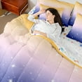 thumbnail image 4 of Castle Fairy Kids Teens Universe Galaxy Cosmos Twin Bedding Sets 7-Piece,Starry Sky Bedding Comforter Set Microfiber,Blue Yellow Pink Gradient Breathable Sheet Sets,Lightweight Room Decor,Reversible, 4 of 8