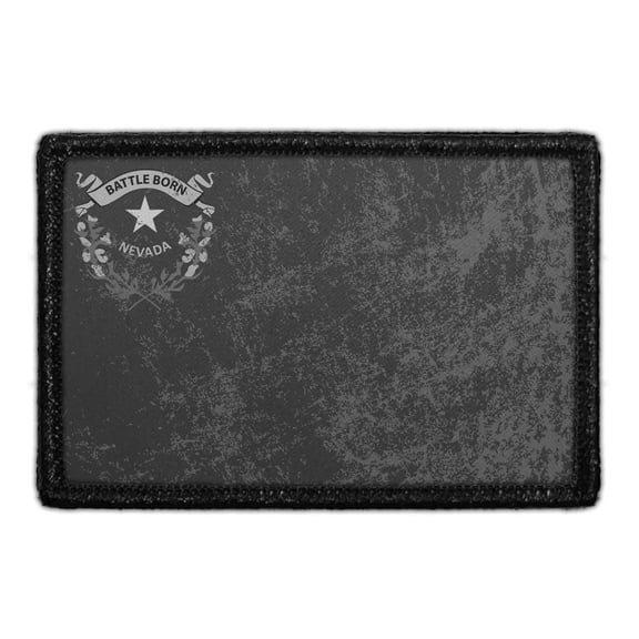 Nevada State Flag - Black and White - Distressed - Removable Patch