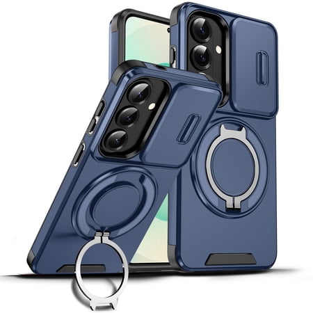 ShellTech Magnetic Case for Samsung Galaxy S26,Shockproof TPU+PC Rotating Ring Holder Kickstand Military Drop Protection Cover,Blue