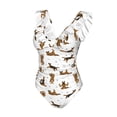 thumbnail image 4 of Yiaed German Shepherd Dog Print Women's Ruffled One Piece Swimsuit V Neck Swimwear Slimming Monokini for Woman-X-Large, 4 of 8