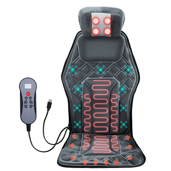 Auwogo Seat Massager Cushion Shiatsu Back Massager with Neck Massage Pillow, Deep Tissue Kneading 9 Vibration Mode Chair Massage Pad for Home Office Travel