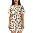 thumbnail image 1 of Balery Christmas Hat Cute Puppy Conjunto de Pijama para Mujer con Estampado, Dos Piezas de Manga Corta y Shorts, Ropa de Dormir Suave con Cuello Redondo y Bolsillos-4X-Large, 1 of 6