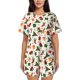 thumbnail image 1 of Balery Christmas Hat Cute Puppy Conjunto de Pijama para Mujer con Estampado, Dos Piezas de Manga Corta y Shorts, Ropa de Dormir Suave con Cuello Redondo y Bolsillos-Medium, 1 of 6