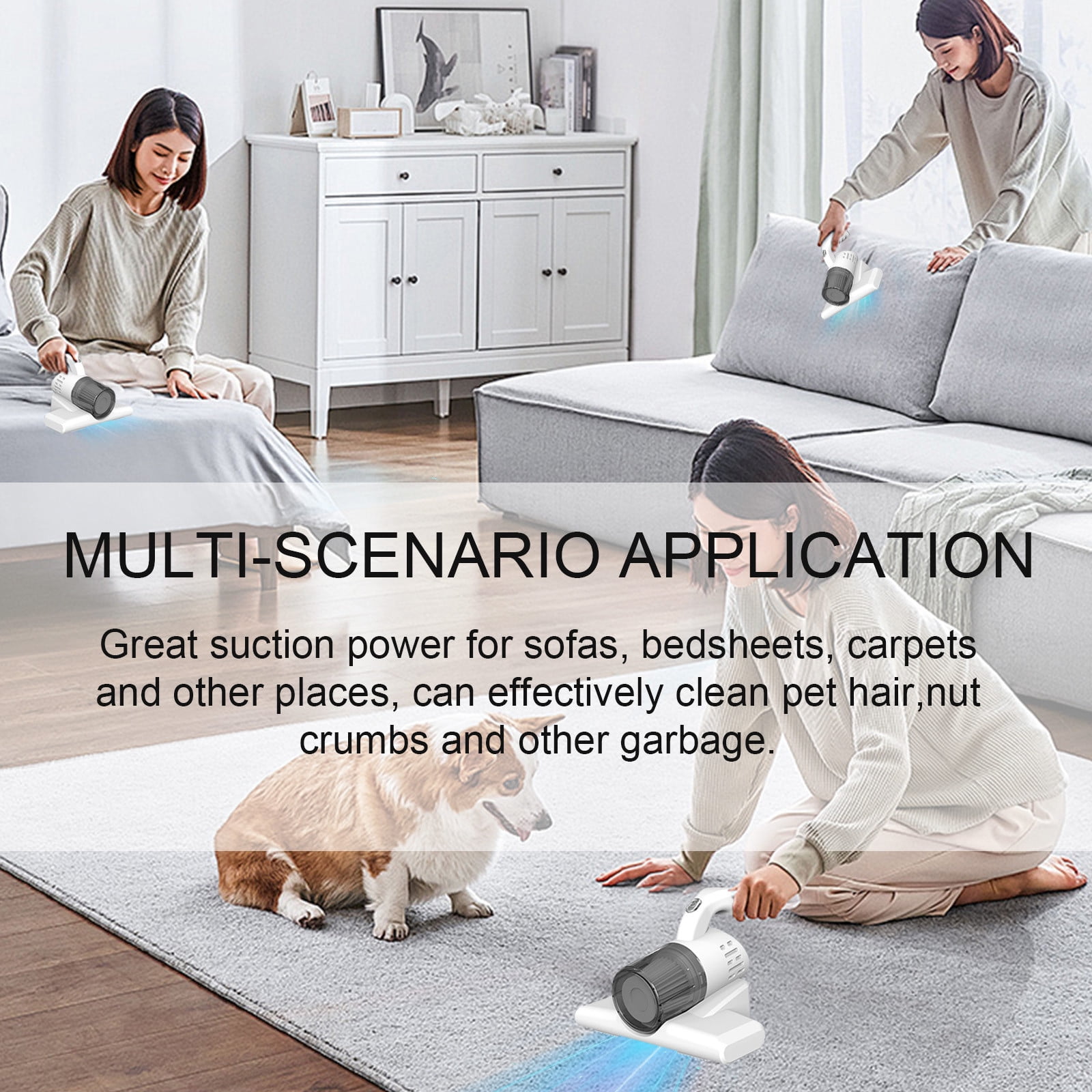 Bed Vacuum Cleaner, 8000pa Powerful Vacuum Cleaner, Handheld Cordless Vacuum Cleaner, USB Charging, for Bed, Mattress, Pillows, Carpets, Sofas
