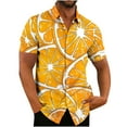 thumbnail image 2 of Xysaqa Mens Dress Shirts Mens White Tee Shirts Men's Hawaiian Shirt Short Sleeves Lemon Print Buttons Down Shirts for Men Big & Tall Holiday Party Summer Tropical Beach Shirts S-5Xl T Shirts for Men, 2 of 4