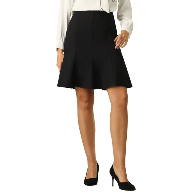 Falda corta ajustada de cintura alta con volantes y cinturón para mujer INSPIRE CHIC en negro