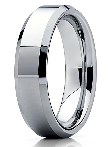 Men's Ring Comfort Ring Silver Tungsten Sterling Silver Plated Plain Ring 6 mm Men's Tungsten Ring Wedding Ring