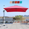 thumbnail image 1 of Costway 10Ft Square Patio Offset Cantilever Umbrella 360 Degree Tilt Aluminum Red, 1 of 9