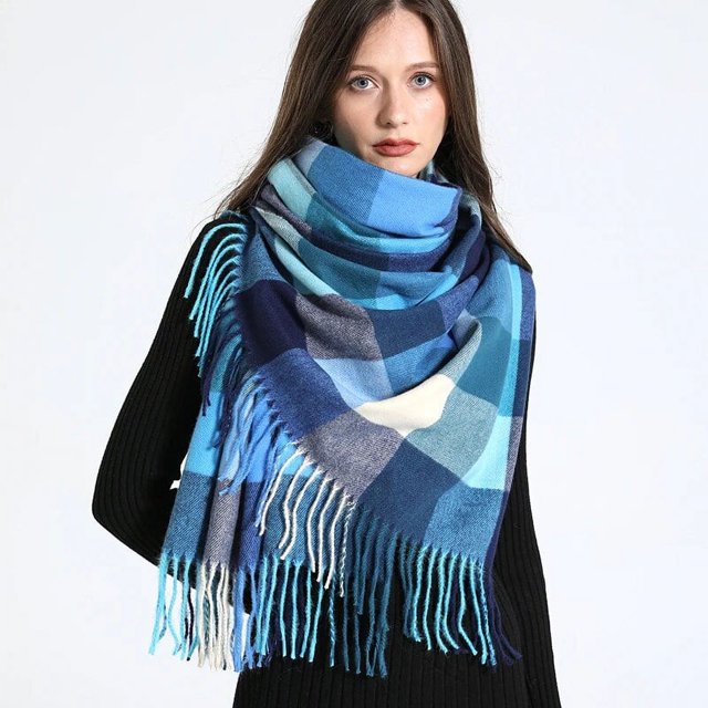 Luxury Plaid Scarf Winter Warm Cashmere Women Long Bandana Pashmina Foulard Female Scarves Tassel Shawl And Wraps 2022 Design