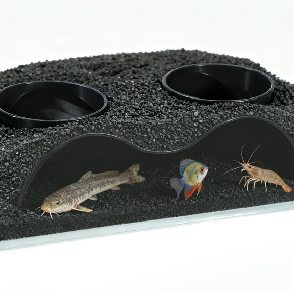 Unique Bargains Aquarium Decor Underground Tunnel Cave with Holes for Viewing Fish Tank Decoration Hideout for Cory Catfish Shrimp Loach and Pleco Black