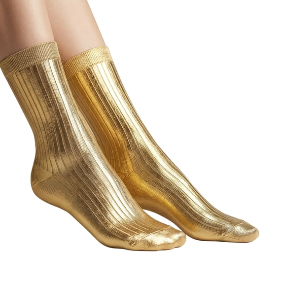 Sales Today Socks for Men and Women Under $3 GIJNRIUIUA Gold Crew Socks Shiny Ribbed Laminated Socks Ruffle Socks