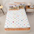 thumbnail image 4 of Homewish Hummingbird Floral Zipper Twin Comforter Sets with Fitted Sheet and 2 Pillowcases, Orange Sequin Print Zipper Bedding Set, Polka Dots Reversible, 4pcs, 4 of 6