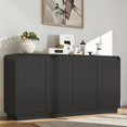 thumbnail image 3 of Tcbosik 4-Door Storage Cabinet with Charging Station, 59.1" Buffet Sideboard with Adjustable Shelves, Coffee Bar Cabinet, Credenza for Kitchen, Dining Room, Living Room, Black, 3 of 9