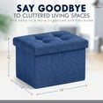 thumbnail image 4 of Ornavo Home 2 Pack Small Storage Ottoman Foldable Collapsible Rectangle Linen Ottoman Foot Rest Stool Seat, for Living Room, Bedroom, Home Office, Dorm - 12 x 16 x 12, Linen Navy Blue, 4 of 7