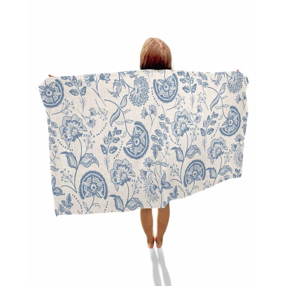 Blue Paisley Beach Towels Oversized Super Absorbent, Vintage Boho Flower Botanical Leaf Branch Lightweight Bath Towel Quick Dry Sets For Bathroom/Pool/Rv Camping/Beach Play/Gym Room/Picnic 31"x62"