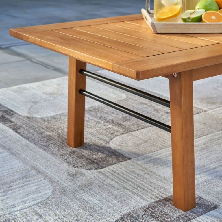Vifah Gloucester Contemporary Patio Wood Sofa Table in Golden Oak