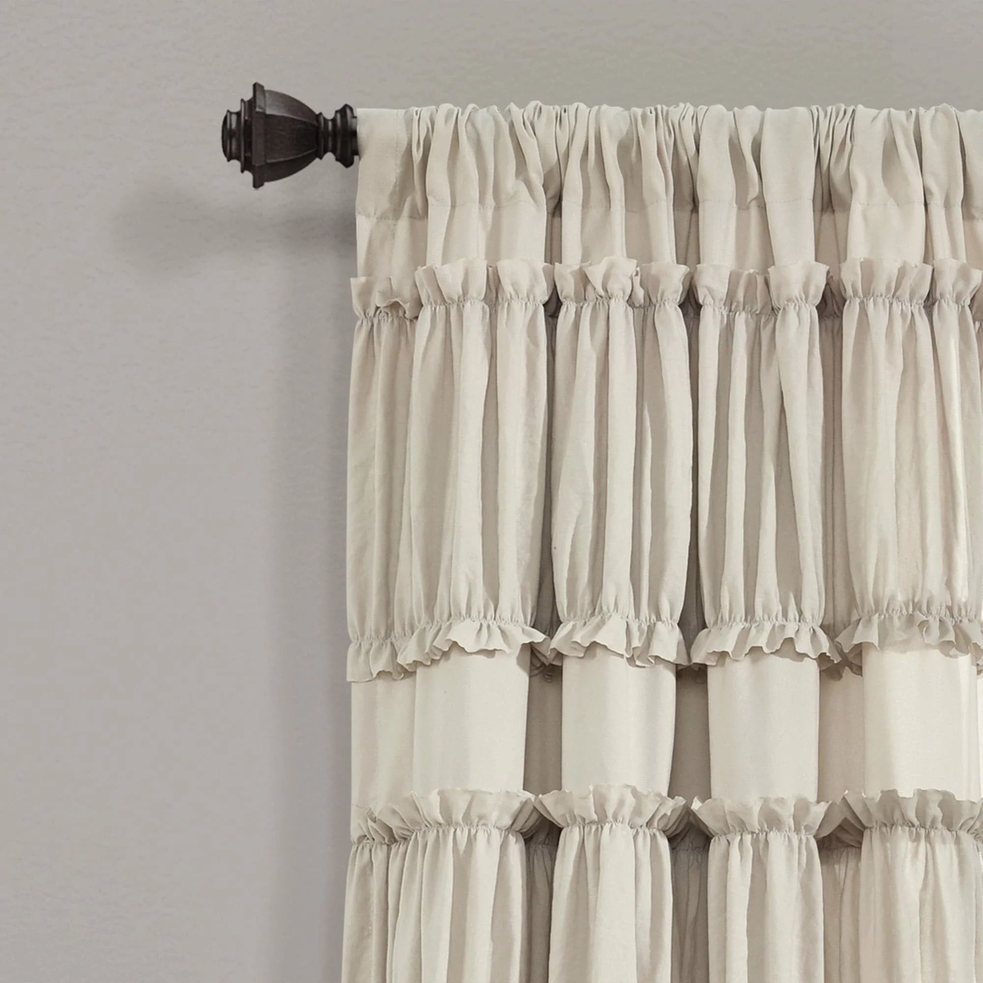 Lush Decor Nova Ruffle Ruffle 84" x 42" Textured White 3" Rod Pocket 2-Pc Set Window Panel