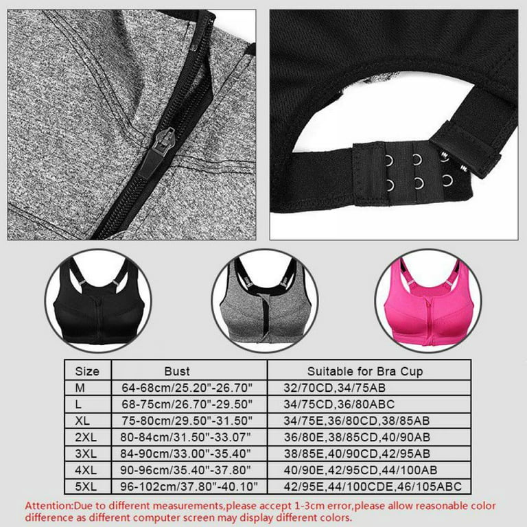 M-5XL Women Sport Bra Professional Front Zipper Running Yoga Bra Vest Push  Up Shockproof Wirefree Crop Top Fitness Bra 