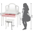 thumbnail image 2 of Gymax Coiffeuse Princesse Table de Maquillage avec Miroir Tri-Pliant et Chaise Blanc, 2 of 10