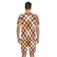 thumbnail image 6 of joogoo Men's Pajama Set Red Artistic Checkered Pattern V-Neck Pj Shorts Set 2 Piece Loungewear Sleepwear M, 6 of 7